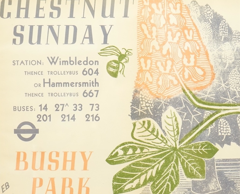 After Edward Bawden RA (1903-1989), 'Chestnut Sunday, Bushy Park', printed by the Curwen Press, colour lithograph, 24 x 28cm
